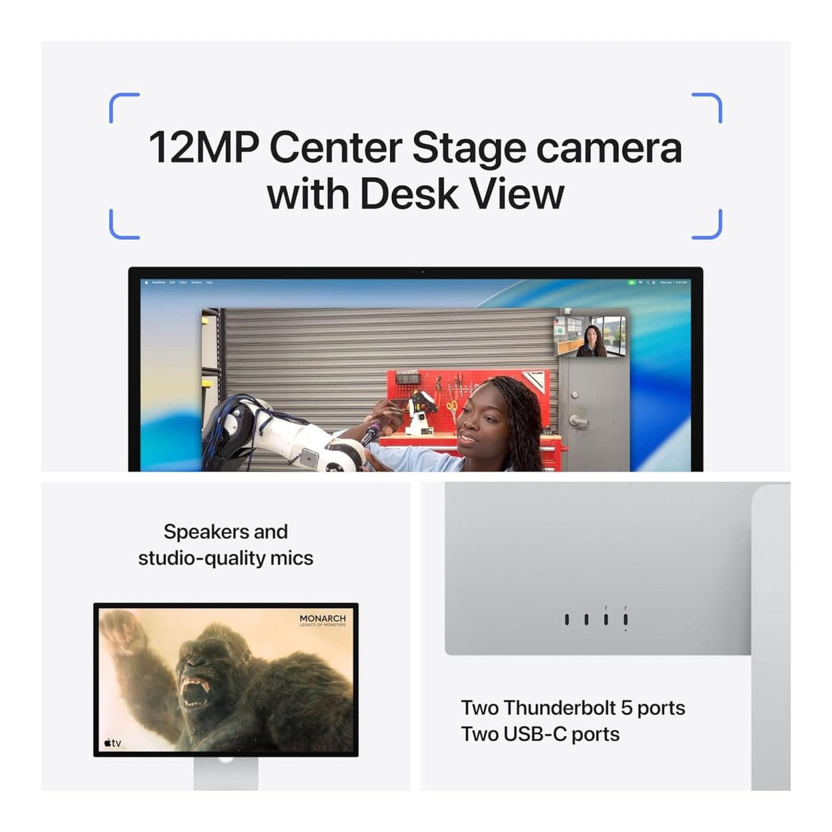 Apple Studio Display MFEX4SO/A 27-inch 5120 x 2880p 5K 16:9 60Hz 15ms IPS LCD Monitor