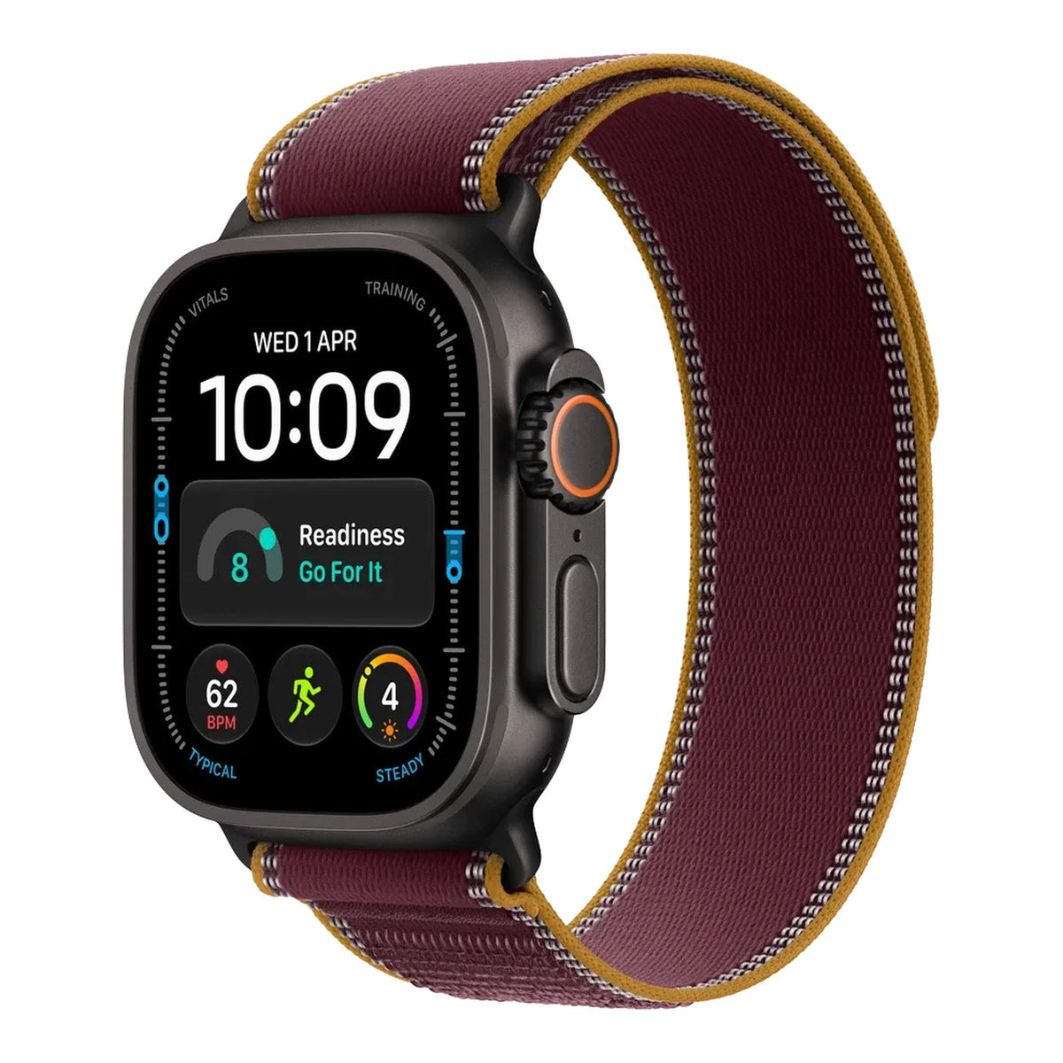Apple Watch Ultra 4 GPS + Cellular 49mm Black Titanium Case with Burgundy Trail Loop M/L