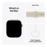 Apple Watch Series 12 GPS + Cellular 42mm Light Gold Aluminium Case with Sand Sport Band S/M