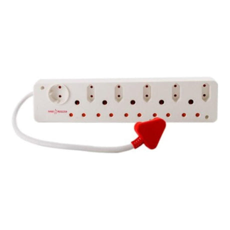 Eezi-on 5x16A 5x5A 1Schuko Surge Protect Multi Plug White MLP011A