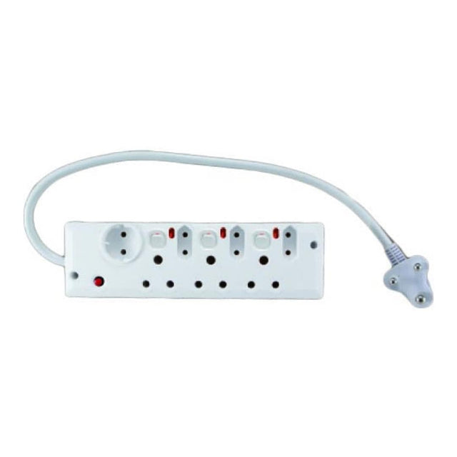 Eezi-on 3x16 3x5A 6-Way Multiplug with Illuminated Switches MLP06S