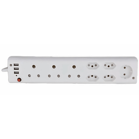 Electra Lighting ELE 8-way Multi Plug with 3xUSB MLPUSB8