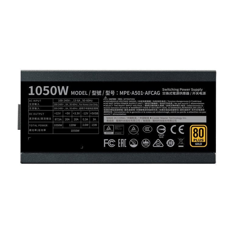 Cooler Master MWE Gold 1050W V2 ATX Full Modular Power Supply Black MPE-A501-AFCAG-3EU