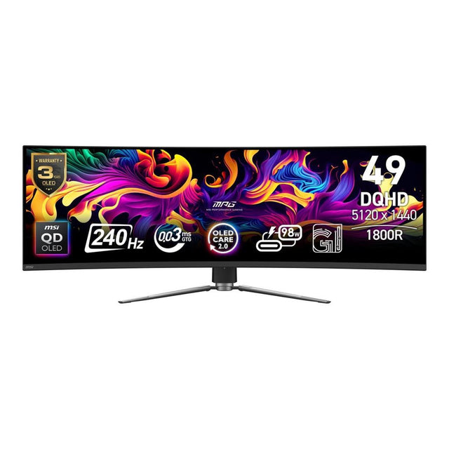 MSI MPG 491CQPX 49-inch 5120 x 1440p DQHD 32:9 240Hz 0.03ms QD-OLED Curved Gaming Monitor