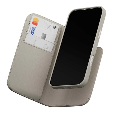 MagEasy Card Folio M Flip Leather Phone Case for iPhone 16 Plus - Starlight MPH667263SI24