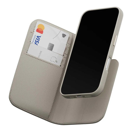 MagEasy Card Folio M Flip Leather Phone Case for iPhone 16 Pro - Starlight MPH66P263SI24