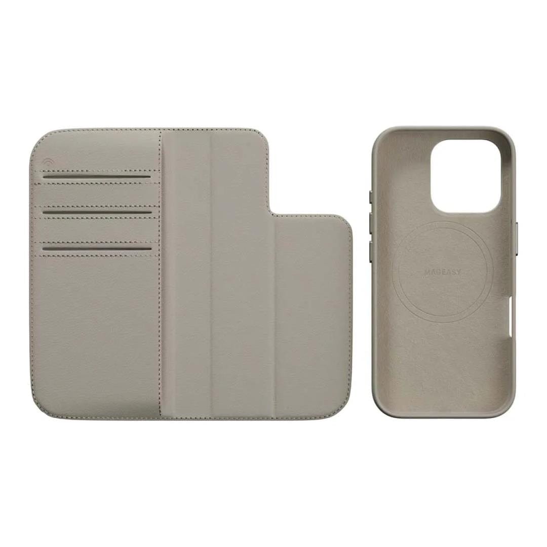 MagEasy Card Folio M Flip Leather Phone Case for iPhone 16 Pro - Starlight MPH66P263SI24