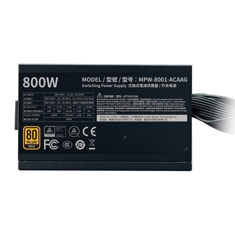 Cooler Master G800 Gold 800W ATX Power Supply Unit MPW-8001-ACAAG-EU