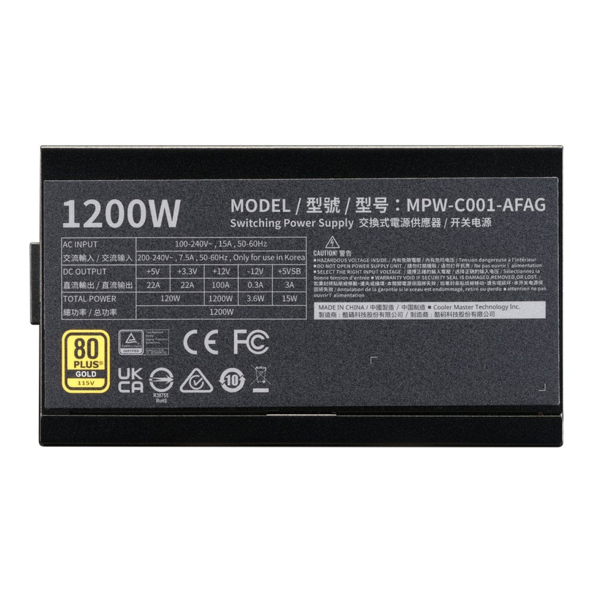 Cooler Master ELITE GOLD 1200W 80 Plus Gold ATX PSU MPW-C001-AFAG