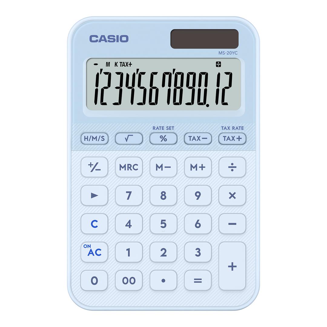 Casio MS-20YC-LB 12-Digit Desk Calculator - Light Blue
