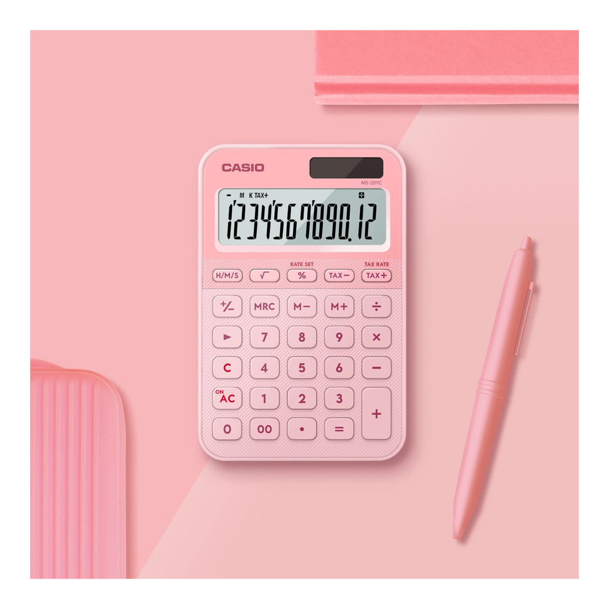 Casio MS-20YC-LP 12-Digit Desk Calculator - Light Pink