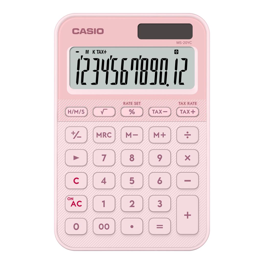 Casio MS-20YC-LP 12-Digit Desk Calculator - Light Pink