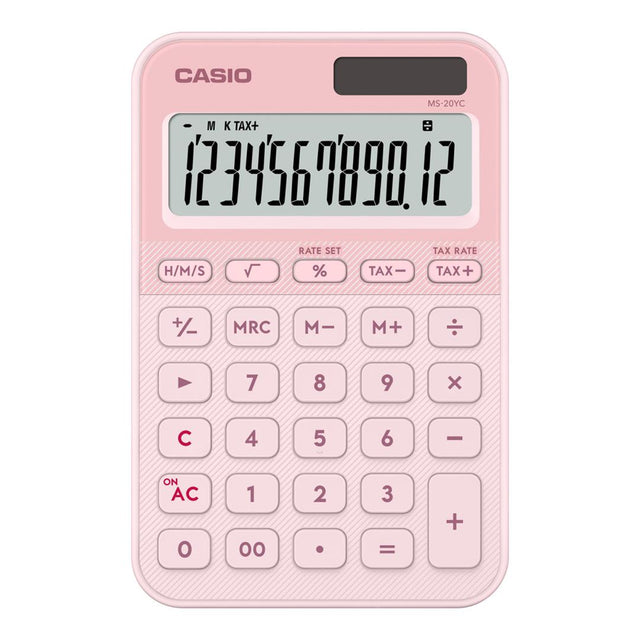 Casio MS-20YC-LP 12-Digit Desk Calculator - Light Pink