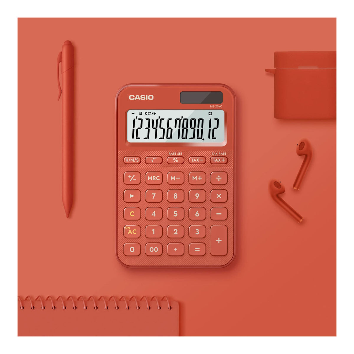 Casio MS-20YC-RD 12-Digit Desk Calculator - Red