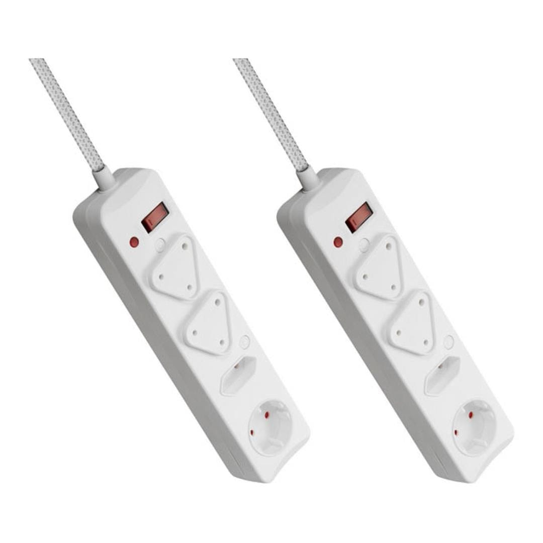 Switched 4-Way Surge Multiplug 3m White 2-pack MS-8500-3-WT-BUN
