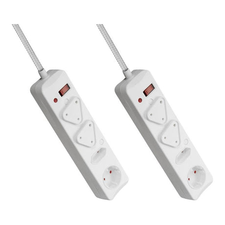 Switched 4-Way Surge Multiplug 3m White 2-pack MS-8500-3-WT-BUN