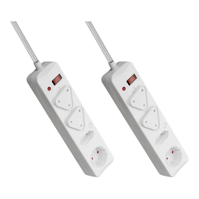 Switched 4-Way Surge Multiplug 3m White 2-pack MS-8500-3-WT-BUN