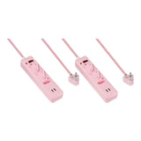 Switched 3-Way Surge Multiplug with USB 0.5m Pink 2-pack MS-8501-05-PK-BUN