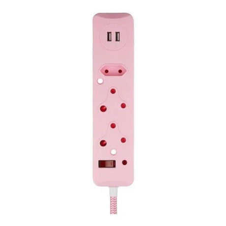 Switched 3-Way Surge Multiplug with USB 0.5m Pink 2-pack MS-8501-05-PK-BUN