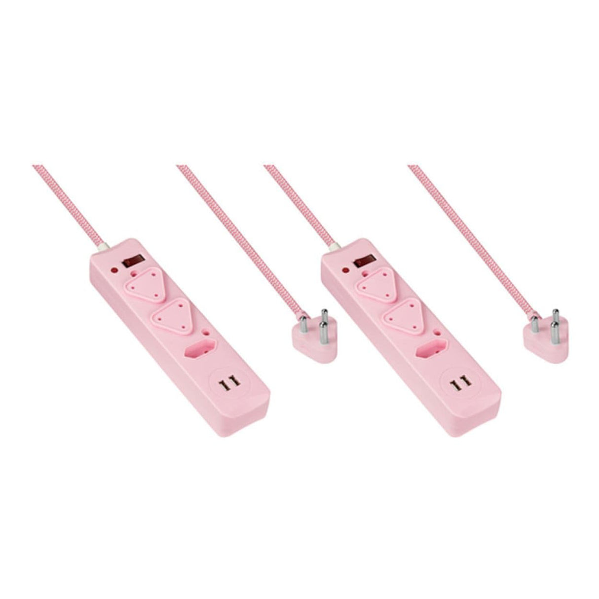 Switched 3-Way Surge Multiplug with USB 3m Pink 2-pack MS-8501-3-PK-BUN