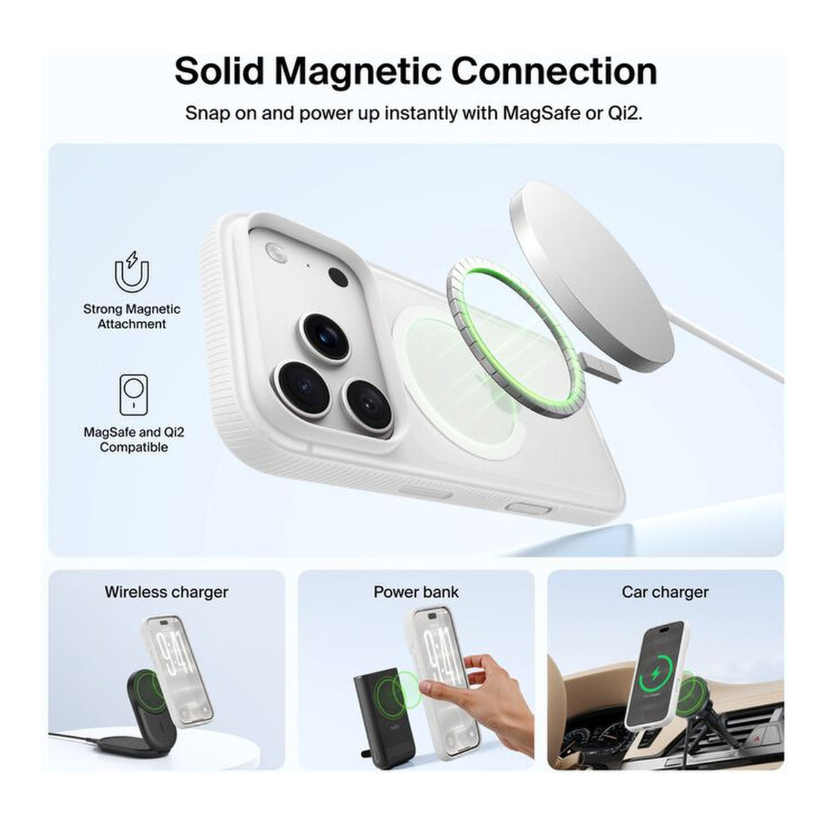 Belkin Grip Series MagSafe Compatible Case for Apple iPhone 18 Pro Frosted Clear MSA068HQFC