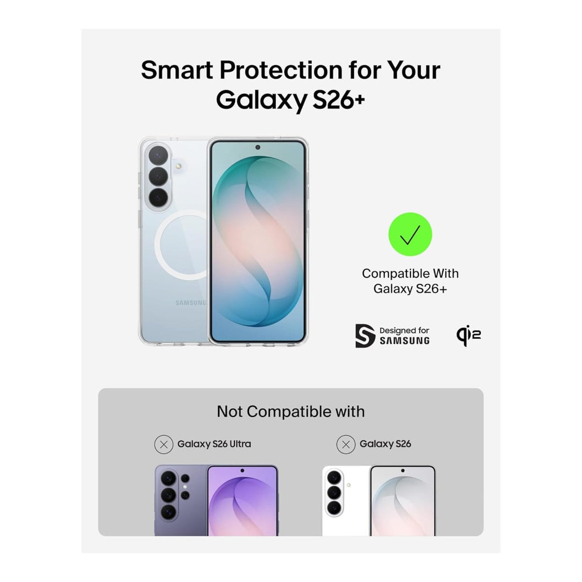 Belkin SheerForce Clear Series Magnetic Protective Phone Case for Samsung S26+ - Clear MSB013HQCL