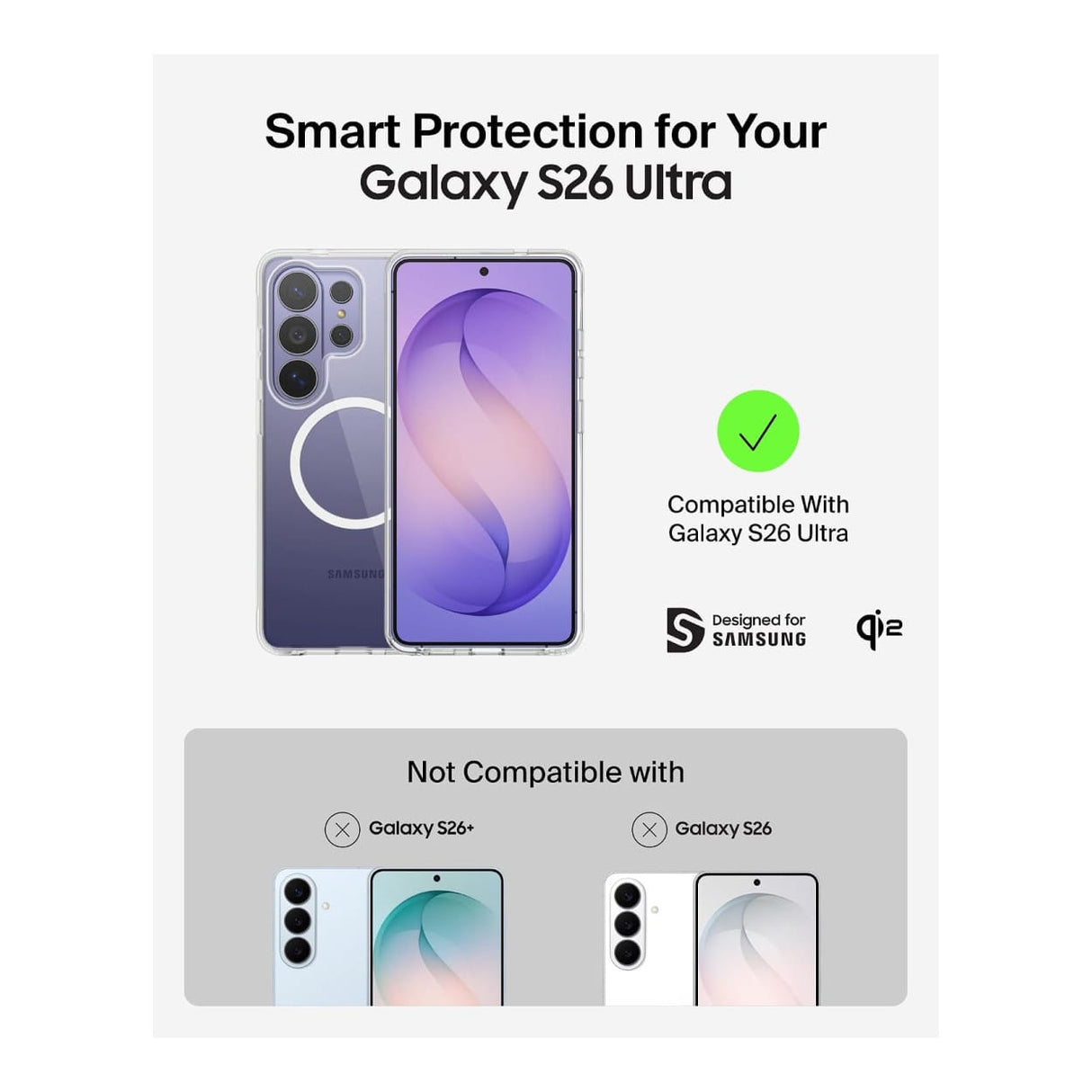 Belkin SheerForce Clear Series Magnetic Protective Phone Case for Samsung S26 Ultra - Clear MSB014HQCL