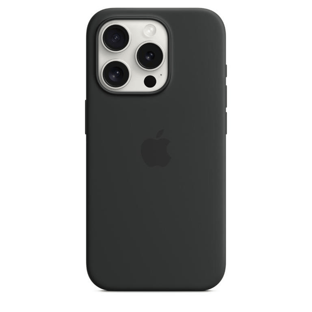 Apple iPhone 15 Pro Black Silicone Case with MagSafe Support