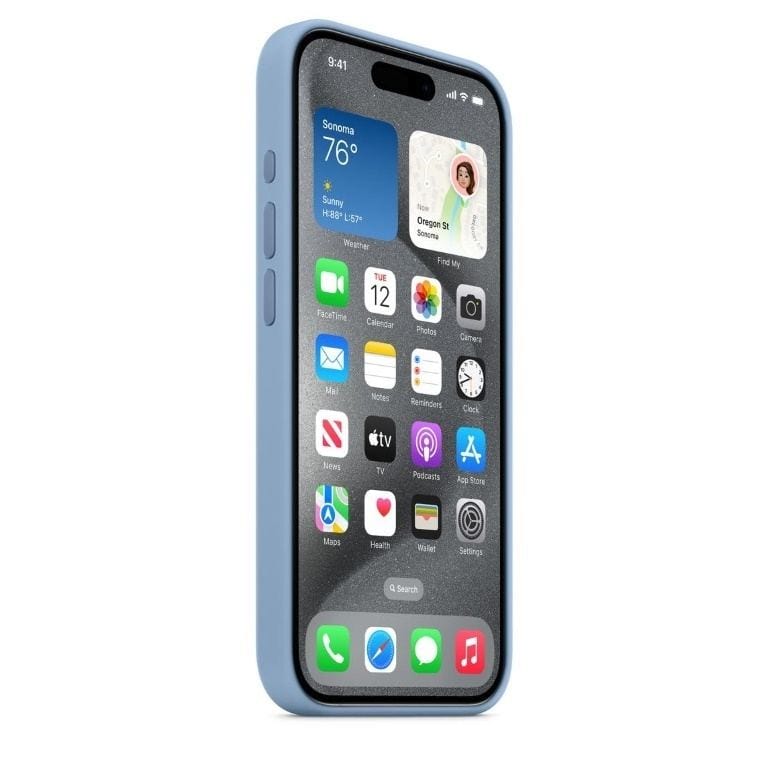Apple iPhone 15 Pro Winter Blue Silicone Case with MagSafe Support