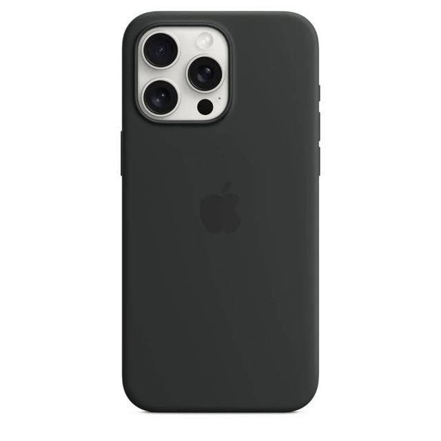 Apple iPhone 15 Pro Max Black Silicone Case with MagSafe Support