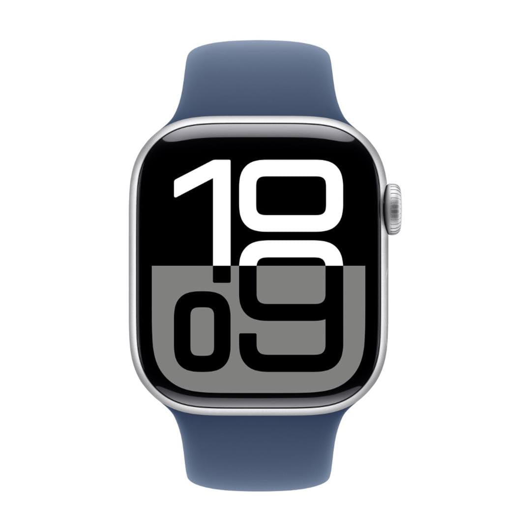 Apple Watch Series 10 GPS 42mm Silver Aluminium Case with Denim Sport Band S/M