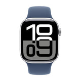 Apple Watch Series 10 GPS 42mm Silver Aluminium Case with Denim Sport Band S/M