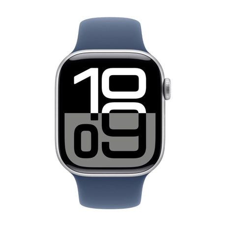 Apple Watch Series 10 GPS 42mm Silver Aluminium Case with Denim Sport Band S/M