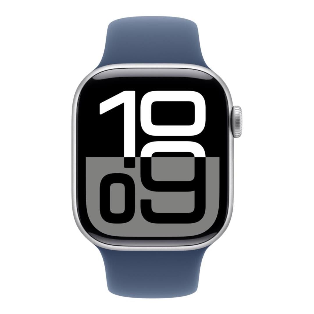 Apple Watch Series 10 GPS 46mm Silver Aluminium Case with Denim Sport Band - Small/Medium MWWL3QA/A