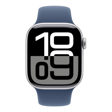 Apple Watch Series 10 GPS 46mm Silver Aluminium Case with Denim Sport Band - Small/Medium MWWL3QA/A