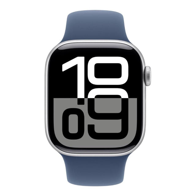Apple Watch Series 10 GPS 46mm Silver Aluminium Case with Denim Sport Band - Small/Medium MWWL3QA/A