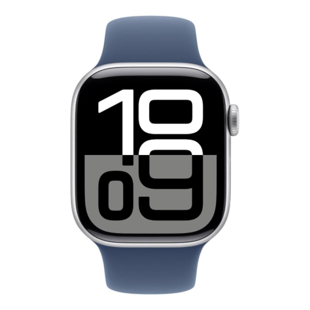 Apple Watch Series 10 GPS LTE 42mm Silver Aluminium Case with Denim Sport Band - Small/Medium MWX33QA/A
