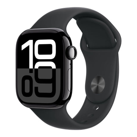 Apple Watch Series 10 GPS LTE 42mm Jet Black Aluminium Case with Black Sport Band - Small/Medium MWX63QA/A