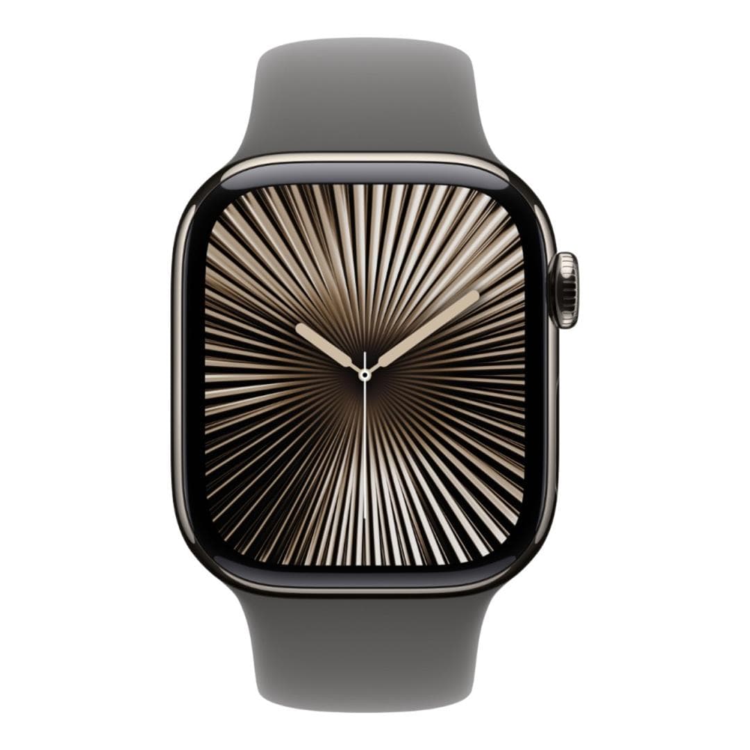 Apple Watch Series 10 GPS + Cellular 42mm Natural Titanium Case with Stone Grey Sport Band S/M MWXD3QA/A