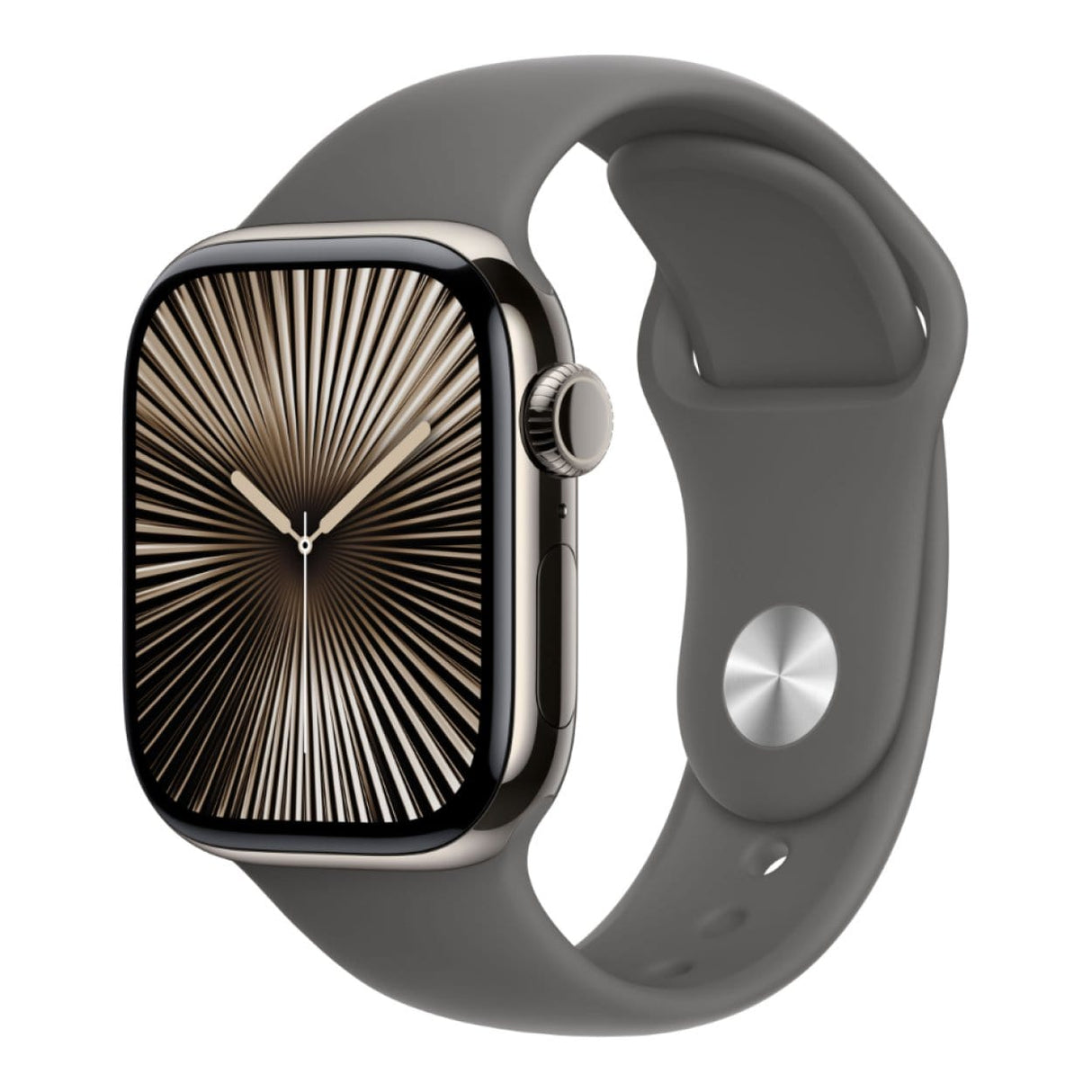 Apple Watch Series 10 GPS + Cellular 42mm Natural Titanium Case with Stone Grey Sport Band S/M MWXD3QA/A