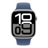 Apple Watch Series 10 GPS LTE 46mm Silver Aluminium Case with Denim Sport Band - Small/Medium MWY03QA/A