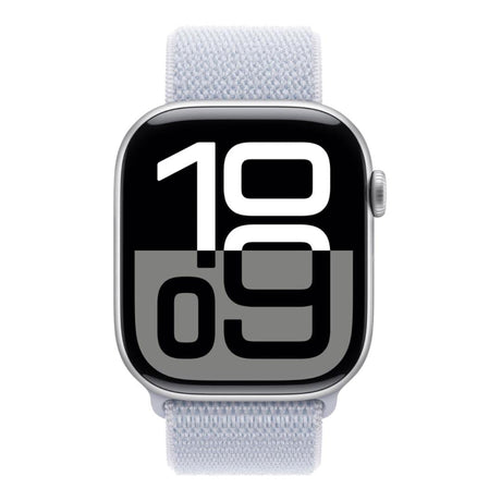 Apple Watch Series 10 GPS + Cellular 46mm Silver Aluminium Case with Blue Cloud Sport Loop MWY23QA/A