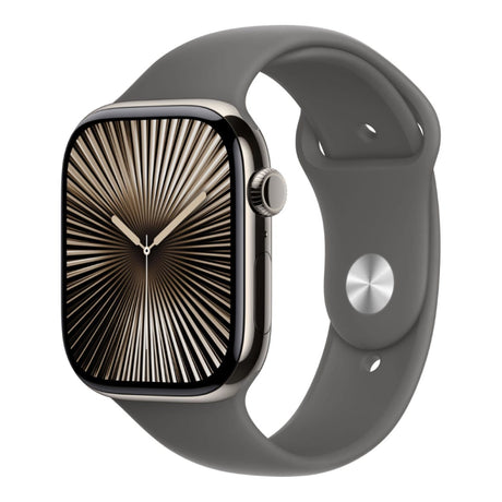 Apple Watch Series 10 GPS + Cellular 46mm Natural Titanium Case with Stone Grey Sport Band S/M MWY93QA/A