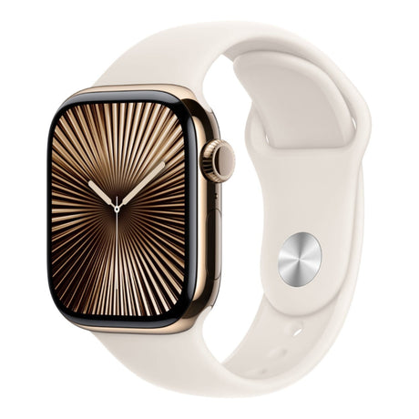 Apple Watch Series 10 GPS + Cellular 42mm Gold Titanium Case with Starlight Sport Band M/L MX073QA/A