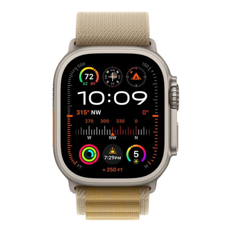 Apple Watch Ultra 2 GPS + Cellular 49mm Natural Titanium Case with Tan Alpine Loop Large MX4H3QA/A