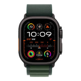 Apple Watch Ultra 2 GPS + Cellular 49mm Black Titanium Case with Dark Green Alpine Loop Small MX4Q3QA/A