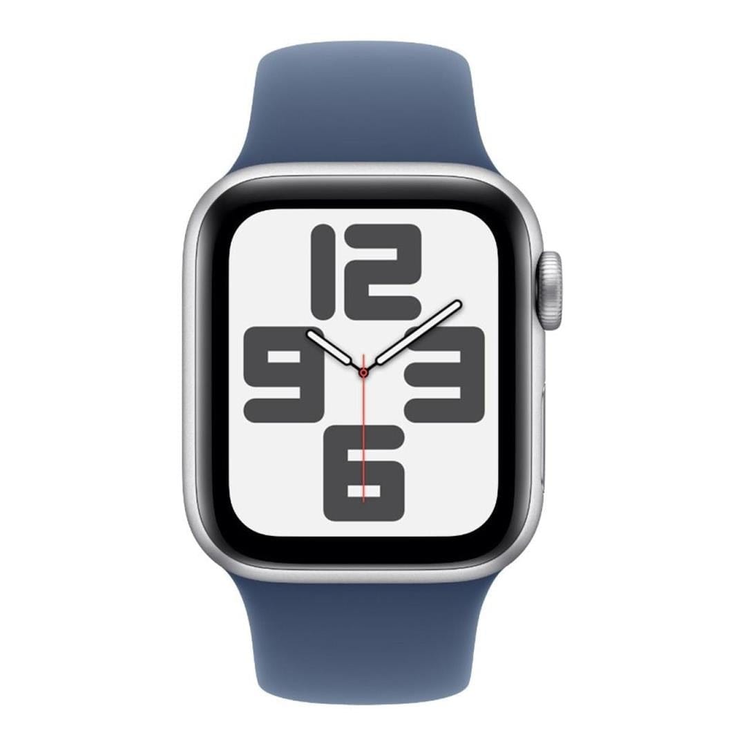 Apple Watch SE GPS 40mm Silver Aluminium Case with Denim Sport Band M/L MXED3QA/A