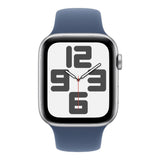 Apple Watch SE GPS 44mm Silver Aluminium Case with Denim Sport Band S/M MXEQ3QA/A
