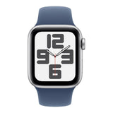 Apple Watch SE GPS + Cellular 44mm Silver Aluminium Case with Denim Sport Band S/M MXGP3QA/A