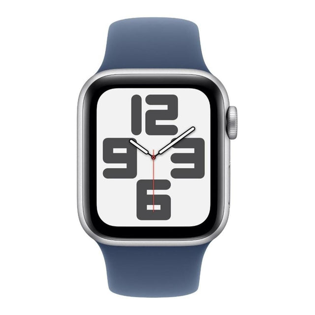 Apple Watch SE GPS + Cellular 44mm Silver Aluminium Case with Denim Sport Band S/M MXGP3QA/A